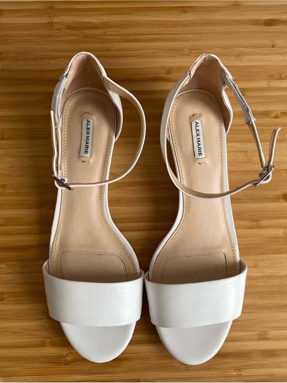 Alex Marie White Open-Toe Ankle-Strap Wedge Sandals/ Evening Shoes NWOT Size 8